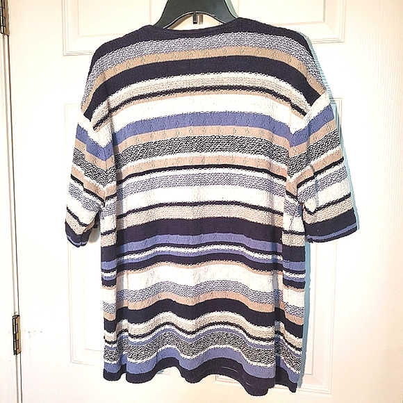 Vintage Reba Rose Stripe Short Sleeve Knit Sweater, 22/24 Plus - Picture 3 of 3